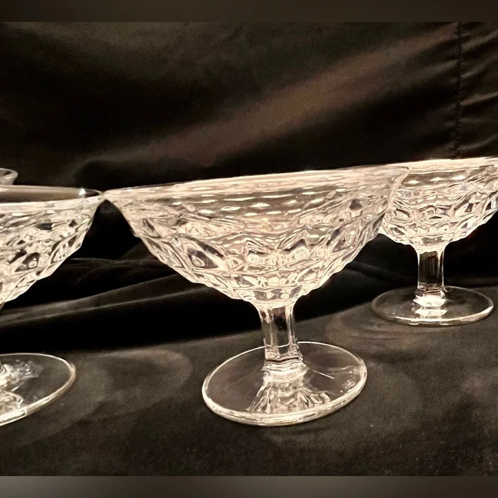 Vtg Fostoria American Clear Glass Shiny Champagne Sherbet Dessert Cups Set of 4